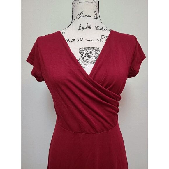Casual Short Sleeve Surplice V Neck Faux Wrap T-Shirt Swing Dress SIZE L NWT - Picture 11 of 16